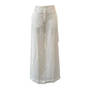 NWT Burberry Wide Leg High Rise Linen Blend Pants Women's Size 6 Ivory